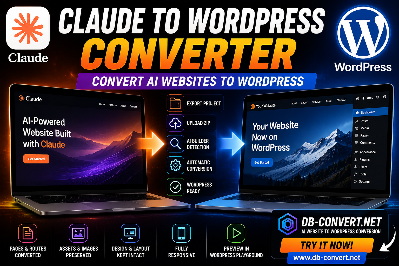 Claude to WordPress converter — Convert2WP.net